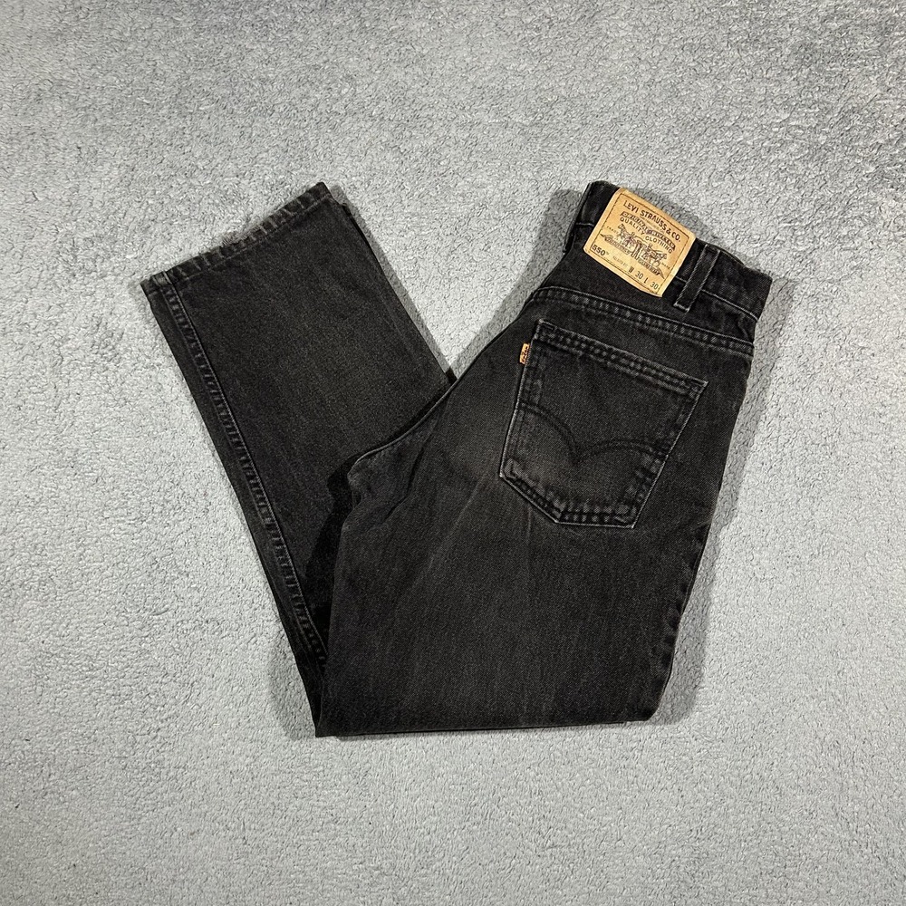 Vintage Levis Mens 550 Jeans 30x30 Faded Black Orange Tab Relaxed Fit   #2741